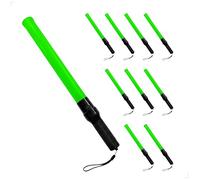 Berry Traffic Safety LED Wand Baton Light | Green Flashing Warning Baton for Traffic Control, Parking Marshals & Road Safety | Battery Powered Flashing Signal Torch - Set of 10