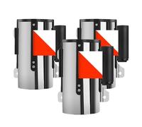 Berry Wall Mount Barrier Belt - 5Meter | Stainless Steel Retractable Belt Barrier | Red and White Security Belt Barrier | Cordon Off Barrier Tape for Warehouses, Offices, Retail, Public Spaces - 3Pcs