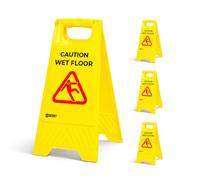 Berry Wet Floor Sign Yellow | Foldable Type A Slippery Floor Warning Sign | Free Standing Caution Wet Floor Sign for Shops, Hotels, Restaurants, Offices & Public Areas - Pack of 4