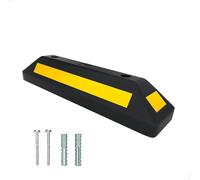 Berry Wheel Stop 57CM Black | Heavy Duty Parking Curbs with Yellow Reflective Stripes | Parking Guide Block Wheel Stoppers for Commercial and Domestic Car Parks and Private Garages