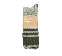 Berry & Wilson 3 Pairs Men’s Super Comfort Wool Boot Socks With Comfort Rib Leg & Soft Grip Top (GREEN MIXED)