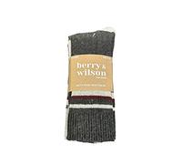 Berry & Wilson 3 Pairs Men’s Super Comfort Wool Boot Socks With Comfort Rib Leg & Soft Grip Top (GREY'S MIXED)