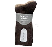Berry & Wilson Men's Cashmere & Wool Blend Boot Socks, 2 Pairs, One Size 6-11, Casual Style (Brown/Beige)