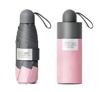 Berrybella Ausdinauto Windproof Mini Travel Umbrella with UPF 50+ Sun & Rain Protection - Ultra Compact & Lightweight, Pocket-Sized for Any Bag (Cherry pink)