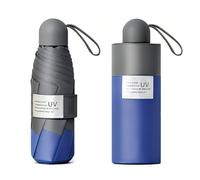 Berrybella Ausdinauto Windproof Mini Travel Umbrella with UPF 50+ Sun & Rain Protection - Ultra Compact & Lightweight, Pocket-Sized for Any Bag (Blue Grey)