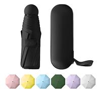 Berrybella Mini Umbrella Super Compact & Lightweight, 8 Strong Fibreglass Ribs Windproof Travel Umbrella for Women, Fits in Smallest Handbag & Pocket (Black)