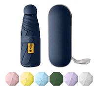 Berrybella Mini Umbrella Super Compact & Lightweight, 8 Strong Fibreglass Ribs Windproof Travel Umbrella for Women, Fits in Smallest Handbag & Pocket (Navy Blue)