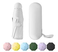 Berrybella Mini Umbrella Super Compact & Lightweight, 8 Strong Fibreglass Ribs Windproof Travel Umbrella for Women, Fits in Smallest Handbag & Pocket (White)