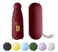Berrybella Mini Umbrella Super Compact & Lightweight, 8 Strong Fibreglass Ribs Windproof Travel Umbrella for Women, Fits in Smallest Handbag & Pocket (Red)