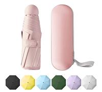 Berrybella Mini Umbrella Super Compact & Lightweight, 8 Strong Fibreglass Ribs Windproof Travel Umbrella for Women, Fits in Smallest Handbag & Pocket (Pink)