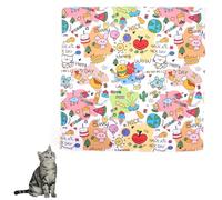 BERRYLION 70 x 70 cm Cat Swaddle for Safe Nail Trimming Anti-Escape Cloth for Pet Cleaning Multifunctional Pet Tool Calming Cat Restraint Wrap Self-adhesive Grippy Cat Grooming Wrap (Animal Print)