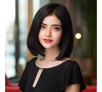 BERRYLION Black Bob Wig for Women|Short Bob Wig for Girls|Synthetic Wigs for Daily Use