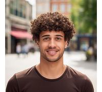 BERRYLION Short Brown Afro Mens Wig|Costume Wigs for Men|Synthetic Curly Mens Wigs for Daily Use