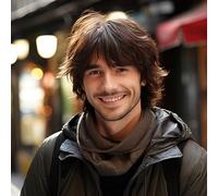 BERRYLION Short Mens Wig|Brown Wigs for Men|Synthetic Mens Wigs|Fluffy 80s Wig for Party&Daily Use