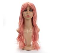 BERRYLION Synthetic Side Bang Curly Wig|Deep Wave Frontal Wig|Costume Cosplay Wig 70cm/28” (pink)