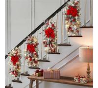Berrynight Artificial Christmas Teardrop Swag Trim, Large Size Christmas Swags, Christmas Stair Decoration with LED Lights, for Home Holiday Decoration (Red,17.7x7.8 IN)