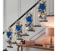 Berrynight Artificial Christmas Teardrop Swag Trim, Large Size Christmas Swags with LED Lights, for Home Holiday Decoration (Blue,23.6x11.8 IN)