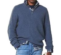 Berrynight Men's Cashmere Business Casual Zipper Sweater,Quarter Zip Mens Sweater,Zip Sweater Men Pullover (Blue,3XL)