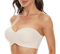 Berrynight Strapless Bra, Non-Slip Multi-Way, Convertible Bandeau (Beige, 36/80E)