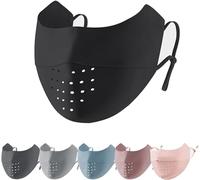 Berrynight Sun Protective UV Mask for Women, UPF50+ Ice Silk Non-Marking Sunscreen Face Shield Mask Washable Reusable (Black)