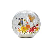 BERSCAH Glass Ball Light Crackle LED Night Light Flower Birds Grass Pattern Globe Glass Table Lamp, Orb Cardinal Night Light for Outdoor Decorations Pathway Patio Yard Lawn Bedroom - 1 Pack