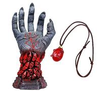 Berserk Figure Statue Hand of God Merch Anime Figurine with Behelit Egg Of King Necklace Skull Rune Devil Hand Ornament Sculpture Accessories Halloween Decoration Home Desk Collections (Hand+Necklace)