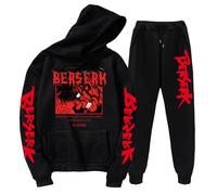 Berserk Guts Basic Hoodie&Jogger Set Full 2 Piece Berserk Skull Knight Tracksuits Jogging Bottoms Guts Guts Black Swordsman Sets Sportswear for Gym Training