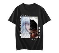 Berserk Guts Griffith Print T Shirt Funny Manga T-Shirt Clothes Hip Hop Tees Men Harajuku Oversized T-Shirts Black