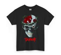 Berserk Guts Skull T-Shirt Black Short Sleeve Unisex Adults 100% Cotton Gift Idea Anime Manga, Black, L