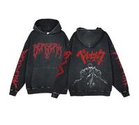 Berserk Hoodie Unisex Anime Print Harajuku Style Hoodie Washed Cotton Vintage Hoodie Trend Old Hooded Sweatshirt Casual Sweatshirt...