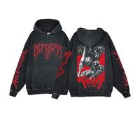 Berserk Hoodie Unisex Anime Print Harajuku Style Hoodie Washed Cotton Vintage Hoodie Trend Old Hooded Sweatshirt Casual Sweatshirt...