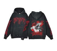 Berserk Hoodie Unisex Anime Print Harajuku Style Hoodie Washed Cotton Vintage Hoodie Trend Old Hooded Sweatshirt Casual Sweatshirt...