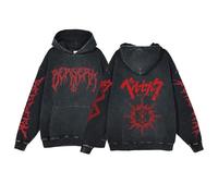 Berserk Hoodie Unisex Anime Print Harajuku Style Hoodie Washed Cotton Vintage Hoodie Trend Old Hooded Sweatshirt Casual Sweatshirt...