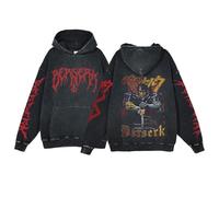 Berserk Hoodie Unisex Anime Print Harajuku Style Hoodie Washed Cotton Vintage Hoodie Trend Old Hooded Sweatshirt Casual Sweatshirt...