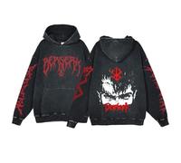 Berserk Hoodie Unisex Anime Print Harajuku Style Hoodie Washed Cotton Vintage Hoodie Trend Old Hooded Sweatshirt Casual Sweatshirt...