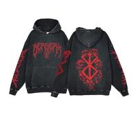 Berserk Hoodie Unisex Anime Print Harajuku Style Hoodie Washed Cotton Vintage Hoodie Trend Old Hooded Sweatshirt Casual Sweatshirt...