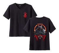 Berserk Manga T-Shirt, Loose Fit Guts & Behelit Printed Tee, Dark Fantasy Anime Merch (Black-E,M)