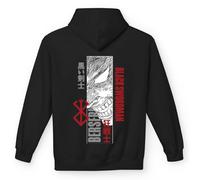 Berserk Sweatshirt - Black Swordman Guts Hood and Pocket Unisex Anime Manga Soft Inner Plush Gift Idea Black, Black, S