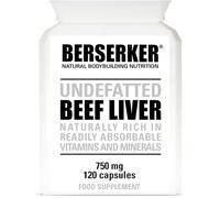 Berserker Desiccated Beef Liver Supplement 750mg per Capsule 120 Capsules, Un-defatted to Provide Full Absorption of Naturally Occurring Vitamins and Minerals Found in Beef Liver | Made in The UK
