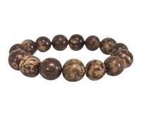 BERSHNOR Natural Amber Bodhi Bracelets for Yoga, Meditation, Healing, 15mm Round Beads Natural Seeds Handmade Stretch Bracelet 6.5-7" Unisex