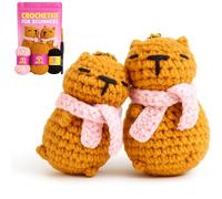 Berstuk Snuggly Capybara Beginner Crochet Kit - Learn to Crochet a Cute Capybara with Scarf - Complete Animal Crochet Kit with Yarn, Hook, Keychains & Video Tutorials - DIY Gift for Teens & Adults