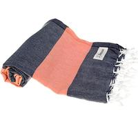 Bersuse 100% Cotton - Cayman Turkish Towel - Dark Blue/Orange