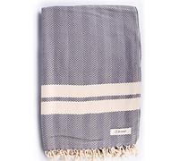 Bersuse 100% Cotton - Herringbone XXL Throw Blanket Turkish Towel - Anthracite