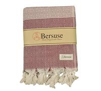 Bersuse 100% Cotton - Hierapolis XXL Throw Blanket Turkish Towel - Burgundy XL