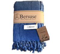 Bersuse 100% Cotton - Troy XXL Throw Blanket Turkish Towel - Blue