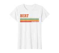 BERT Retro Personalized First Name Vintage Stripes Value Graphic T-Shirt, Women, White, S