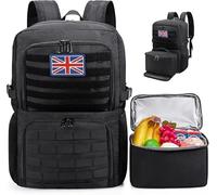 BERTASCHE Lunch Backpack, 17.3 Inch Laptop Backpack with Insulated Cooler Lunch Bag, Work Bag for Men Women, Computer Rucksack for Picnic, Daypack, Business, College, Office, Camping, Travel, Black