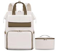 BERTASCHE Lunch Backpack for Women, 15.6~17.3 Inch Laptop Backpack with Insulated Cooler Lunch Box, Work Bag for Teacher Nurse Travel College Picnic,White-No Lunch Box-15.6