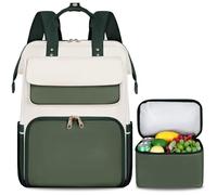 BERTASCHE Lunch Backpack for Women, 15.6 Inch Laptop Backpack with Insulated Cooler Lunch Box, Work Bag for Teacher Nurse Travel College Picnic, Green