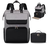 BERTASCHE Lunch Backpack for Women, 15.6 Inch Laptop Backpack with Insulated Cooler Lunch Box, Work Bag for Teacher Nurse Travel College Picnic, Black-grey